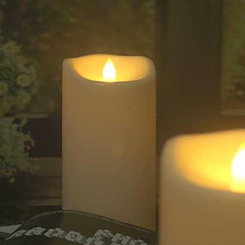 Large Outdoor Battery Flameless Pillar Candles Remote Timer 4”x8” 2Pack - Image 4