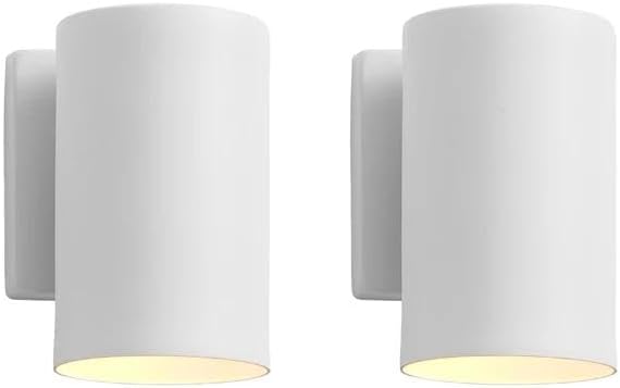 mirrea 7" Modern Outdoor Porch Wall Light, Matte White, Pack of 2 by mirrea