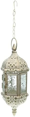 misppro Retro Hanging Candle Lantern Moroccan Style Chandelier with 66cm Chain for Garden or Porch - White by Unknown