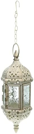 misppro Retro Hanging Candle Lantern Moroccan Style Chandelier with 66cm Chain for Garden or Porch - White by Unknown