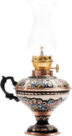 Handmade Copper Oil Lamp for Indoor Use Christmas Gift Farmhouse Kitchen Decor Vintage Hurricane Lanterns Decorative Indoor Emergency Lanterns for Power Outages Lights and Decorative Table Lamp by Vensila