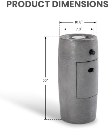 COSIEST Outdoor Propane Fire Pit, 11 inch Small Round Firepit Fire Column w Lava Rocks, Rain Cover for Outside Garden, CSA Certified, 40,000 BTU (Gray) - Image 6