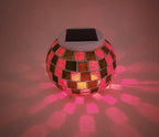 Solar Outdoor Table Lamp, Solar Powered Mosaic Glass Ball Garden Lights Waterproof Color Changing Mood Night Lights (L) - Image 3