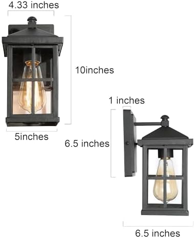 LALUZ Black Outdoor Wall Sconce Lights, Modern Farmhouse Porch Lights Outdoor Wall Mounted with Clear Glass, Waterproof Anti-Rust Exterior Outside Lantern Light Fixtures for Garage Patio Yard - Image 5