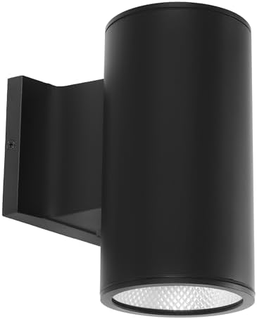 Maxxima Black Cylinder LED Outdoor Wall Light, 1050 Lumens 5 CCT, Photocell by MaxximaLEDLighting