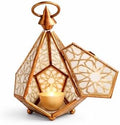 Set of 2 Moroccan Brass Wall Lamp Sconce Home Decor, Handmade Lighting Copper Metal Lights Turkish Lamp, Ramadan Candle Lantern, Candle Holder, Indoor Outdoor, Patio, Porch, Shelf, Garden (Pyramid) by Handmade