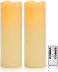 4" x 12" Ivory Large Waterproof Outdoor Flameless Candles Battery Operated LED Flickering Pillar Candles with Remote and Timer for Indoor Outdoor Lanterns, Long Lasting, Set of 2 by Yongmao