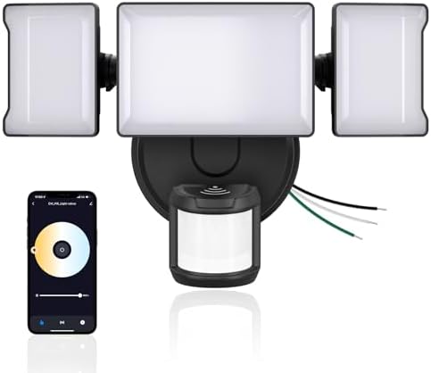 Olafus 65W Smart LED Flood Light Outdoor with Motion Sensor, 6500LM, 2700K-6500K WiFi Security Light Works with Alexa/Google, Motion Detector Lights with App Control, IP65 Floodlight Outside (Black) by Olafus