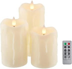 Flameless Pillar Candles Flickering with Remote Timer, Battery Operated LED Candles Up to 400 Hours, 3D Moving Flame Real Wax Candles. (Ivory with Dripping Tear) by CozierGlow