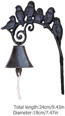 Vintage Cast Iron Wall Hanging Doorbell with Bird Design, Rustic Iron Dinner Bell for Indoor and Outdoor Wall Mount, Black Antique Style Home Décor Accent - Image 2