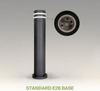 ASD 24" Round Bollard Light Fixture, Outdoor Pathway Floor Lamp | Antiglare, Waterproof, ETL Listed | 60W E26 Bulb Socket 120V | Landscape Hardwired Lighting, Exterior Post Lantern | Black, 4 Pack - Image 6