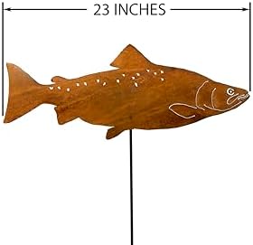 Swimming Salmon Garden Stake Set of 3, Made in USA, Rusty Steel, Real Rust Finish (Large) - Image 3