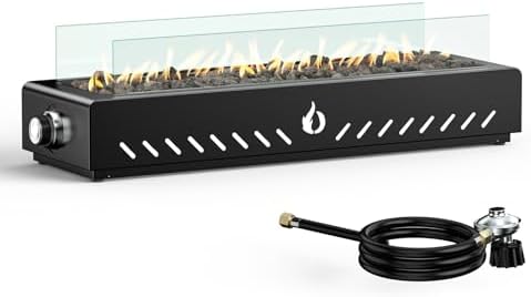 28" Propane Gas Fire Pit Side-Mounted, Portable Tabletop Fireplace, FP043 by ONLYFIREOUTDOORLIVING