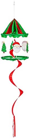 Evergreen Santa and Tree Hanging Spinner by Unknown