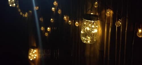 Solar Mason Jar Lights, 12 Pack 30 LED Fairy Star Firefly String Lids Lights with 12 Hangers for Patio Yard Garden Party Wedding Christmas Decoration(Jars Not Included) - Image 6