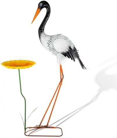 39" Large Heron Garden Statue,Crane Outdoor Statues with Leaf Tray by ViteenLight