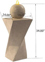34" Twisted Pillar Water Fountain with Sphere Top, Sand Beige - Image 2