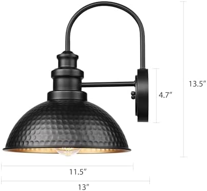 Outdoor Farmhouse Barn Lights, Weather Resistant Outdoor Wall Sconce, Exterior Wall Lights, Front Door Mounted Lighting Fixture,Outside Lighting for Porch,Garage,Patio, Fit E26 Socket (Black, 1 Pack) - Image 3