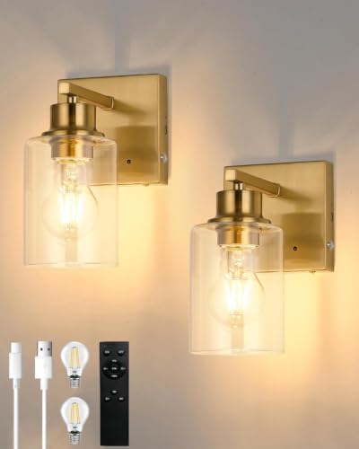 Rayogale Wireless Battery Operated Wall Sconce Set of 2 with Remote Control by Rayogale