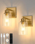 Rayogale Wireless Battery Operated Wall Sconce Set of 2 with Remote Control by Rayogale