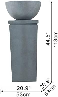 Gray Zen Bowl Fountain, 44.5 Inch Polyresin Outdoor Water Feature - Image 3