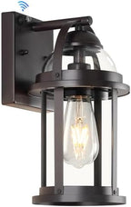 OKELI Dusk to Dawn Outdoor Wall Lights, Waterproof Lighting Fixtures Rustic Farmhouse Wall Lanterns with Clear Glass Shades Anti-Rust Outside Lights for Garage Patio Porch(Brown, 1 Pack) by OKELI
