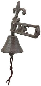 Ebros Gift Cast Iron Rustic Vintage Fleur De Lis Crown with Welcome Word Sign Door Wall Dinner Yard Bell Outdoor French Southwestern Farmhouse Accent Bells - Image 3