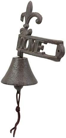 Ebros Gift Cast Iron Rustic Vintage Fleur De Lis Crown with Welcome Word Sign Door Wall Dinner Yard Bell Outdoor French Southwestern Farmhouse Accent Bells - Image 3