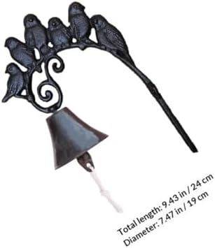 Wall Bell with Rope Handle, Vintage Cast Iron Antique Dinner Chime - Image 2