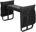 Aramox Wide Garden Kneeler Seat with 2 Tool Pouches Foldable Gardening Stool Adjustable Height for Kneeling Sitting (Black) - Image 4