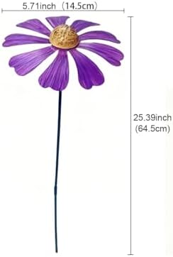 Rusty Metal Wild Flowers Garden Stakes 11.82 x 8.47 inches, Decorative Flowers Yard Stake Metal Art for Outdoor Garden Lawn Decor (Purple-1) - Image 2