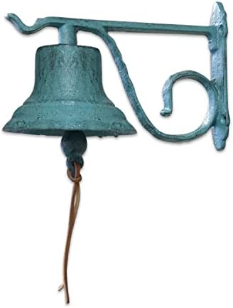 NACH Rustic Cast Iron Doorbell, Small Door Bells for Homes, Dinner Bell, Small Bell, Kitchen Door Bell, Turquoise Door Bell, 8.5x5x6.5 Inches, JS-90-091AT by NACH