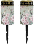 Poceacles Outdoor Solar Lights Waterproof Outdoor Lights Solar Powered Solar Lantern Light Blessed Candles Cemetery Lights Outdoor Stake for Eternal Decorative, Hummingbird Flower Green, Pack of 2 by Poceacles