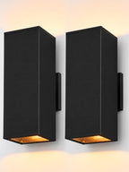 LEONLITE 2-Pack 12" Outdoor Rectangular Wall Light, Up and Down, E26 Base by LEONLITE
