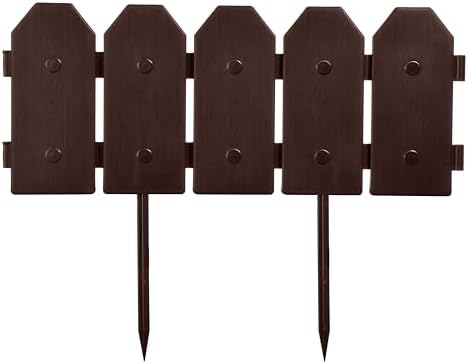 Evelyne Garden Border Edging: Wooden Grain Fence Dog Ear Design - Landscaping Fence Liner Lawn Edge Barrier - Decorative Lawn Landscape Panels Elements -Landscaping Edging (Brown, 10ft.) by Evelyne