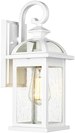 Darkaway Outdoor Lights Fixtures Wall Mount, Outdoor Wall Sconce with Seeded Glass, Waterproof Exterior Lights for House, Front Porch, Patio (1 Pack, White) by Darkaway