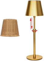Mr.White Outdoor Waterproof Rechargeable Cordless Table Lamp with Telescopic Pole & Wicker Shade, Battery Operated Table Light with Touch Control, for Patio Restaurant Kitchen (Gold 1 Set) by Unknown