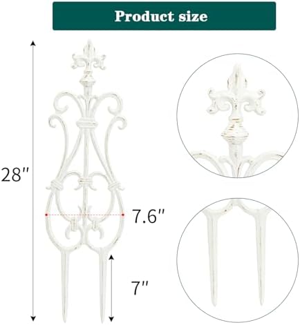 Sungmor Decorative Cast Iron White Flower Bed Fence - 28 Inches Tall 4 Pack - Image 6