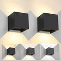 2 Pack LED 20W Outdoor Wall Lights Exterior/Interior 3 Colors Adjustable Wall Sconce Up and Down Light Porch Lights IP65 Waterproof Exterior Wall Sconce Modern Outdoor Lighting Square Aluminum Black by MilleLucciole