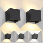 2 Pack LED 20W Outdoor Wall Lights Exterior/Interior 3 Colors Adjustable Wall Sconce Up and Down Light Porch Lights IP65 Waterproof Exterior Wall Sconce Modern Outdoor Lighting Square Aluminum Black by MilleLucciole