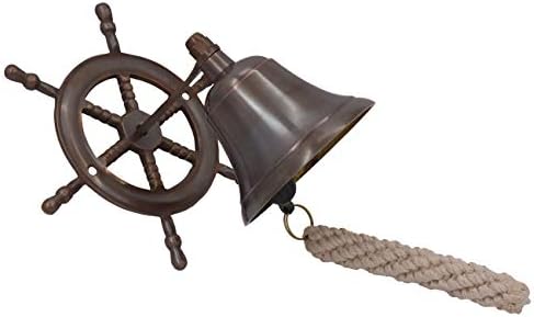 The Metal Magician Steering Wheel Wall Mounted Solid Brass Bell for Dinner, Indoor, Outdoor, School, Bar, Reception & Church - 4 Inch - Image 3