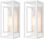 mirrea 14" Modern Outdoor Porch Wall Light, Matte White, 2 Pack by mirrea
