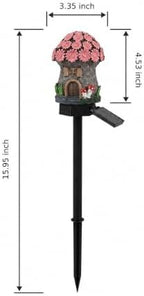 Solar Pink Floral Cottage Lights Outdoor, 2 Pack Waterproof Fairy Garden Pathway Lights, Hand-Painted Resin Flower House Decor for Yard Lawn Patio, Gift for Garden Lovers - Image 5