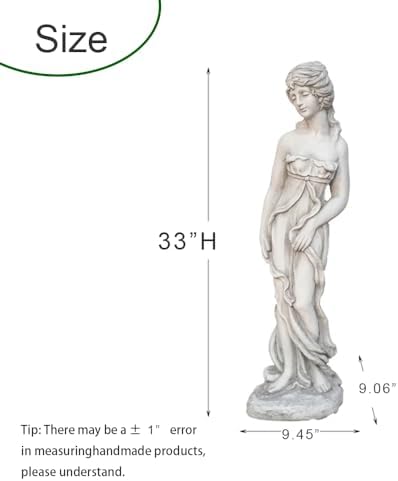 Outdoor Goddess Statue, Garden Beauty Decoration, Graceful Female Figure Sculpture, Catholic Concrete Finish Art Decor for Yard Patio Deck Home Entryway Hallway, Grey - Image 6