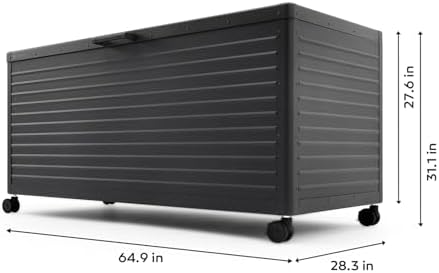 MIRADOR 205 Gallon Outdoor Storage Box with Wheels & Soft-Close Lid, Waterproof Metal Deck Box for Patio Cushions, Garden Tools & Pool Accessories, Charcoal - Image 4