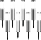 8 Pack Solar Pathway Lights Outdoor, Solar Walkway Lights with Polished Stainless Steel Layer, IP45 Waterproof Outdoor Solar Lights for Garden Yard Landscape Driveway Patio Deco by Heinstian