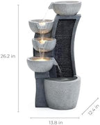 LuxenHome 26" Modern Cascading Water Fountain Outdoor with LED Lights - Image 2