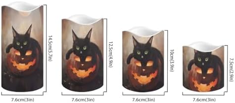 Jack O Lantern Black Cat Battery Operated Candles with Flickering Flame Timer Flameless Fake Pillar Candles Color Changing Led Electric Candles Tea Light for Halloween Party Home Decor - Image 2