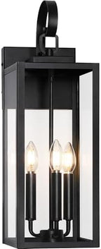 BesLowe 23" Large Outdoor Wall Light, 3-Light Black Exterior Sconce by BringYourBrightFuture