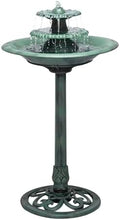Alpine Corporation 35" Tall 3-Tier Outdoor Pedestal Water Fountain – Durable Resin Cascading Water Feature and Birdbath for Garden, Patio, Deck, and Backyard, Green by Unknown